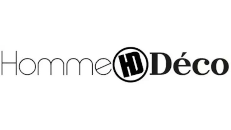 Logo Homme HD Déco en noir et blanc.